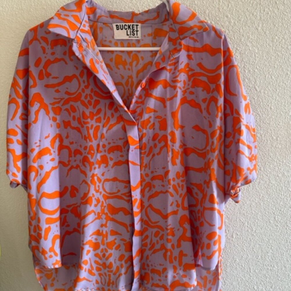 Bucket List Oversized Button Down Top - image 4